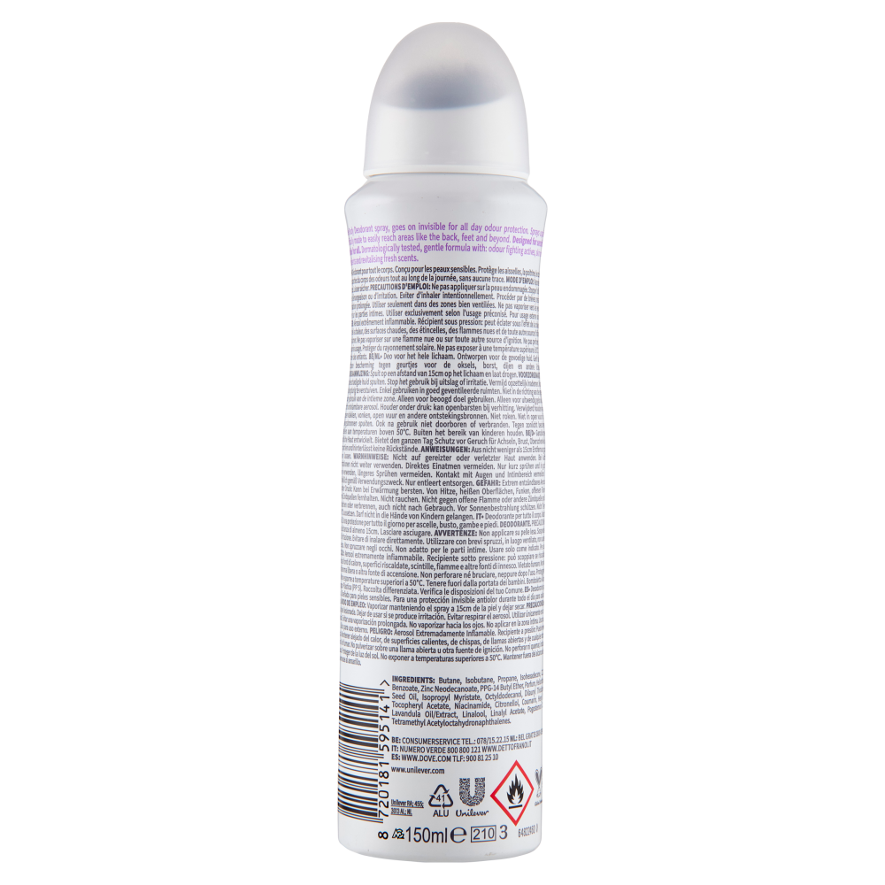 Dove Whole Body Deo Sensitive Lavender & Camomile Scent 150 ml, , large