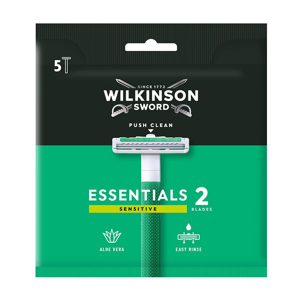 WILKINSON Extra Essential 2 - 5 Rasoi Usa E Getta Bilama Per Pelli Sensibili Con Aloe Ed Easy Rinse - Immagine 5