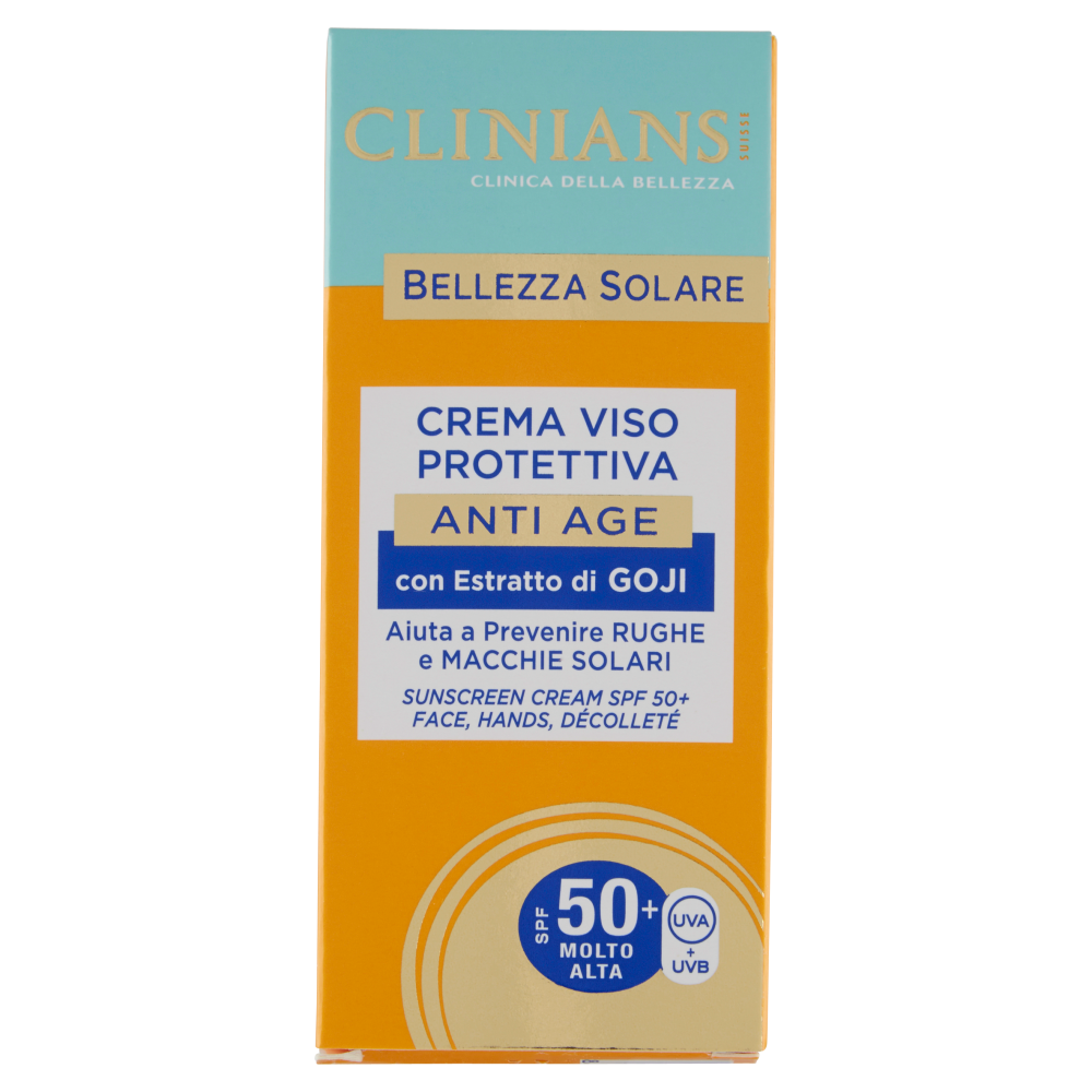 Clinians Bellezza Solare Crema Viso Protettiva Anti Age Antipollution Spf 50+ 75 ml, , large
