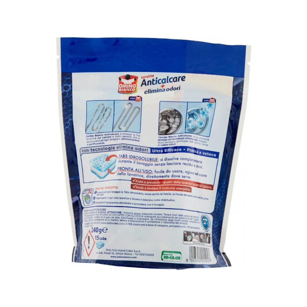 Omino Bianco Anticalcare Lavatrice 15 Tabs, , large