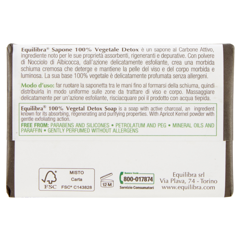 Equilibra Carbone Attivo Sapone Detox 100g, , large