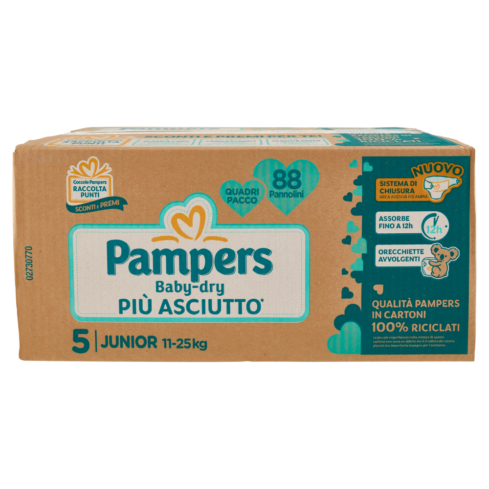 Pampers Baby Dry Junior Quadripacco 5 (11-25 Kg) 88 Pannolini, , large