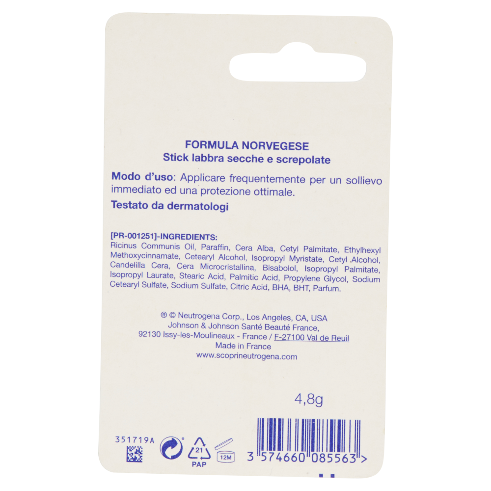 Neutrogena Stick Labbra Idratate 4.8 g, , large