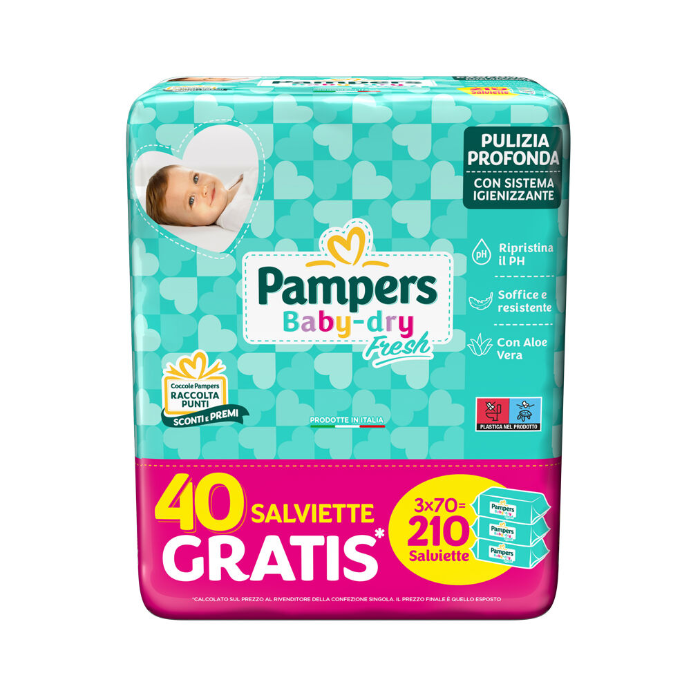 Pampers Baby Fresh 210 Salviette, , large