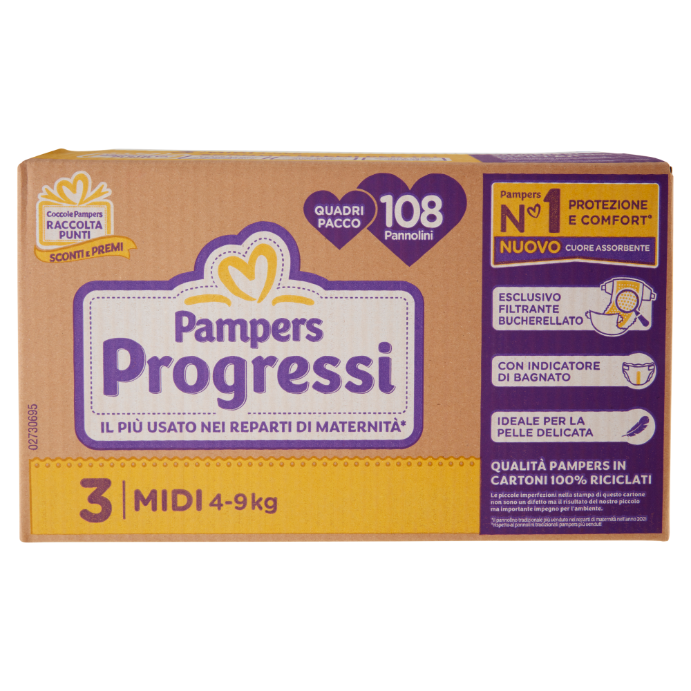Pampers Progressi Midi Quadripacco 108 Pannolini , , large