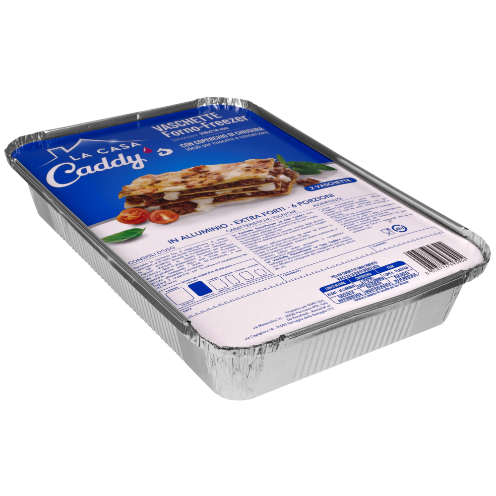 Caddy's Contenitore Alluminio con Coperchio 6 Porzioni 2 Pezzi - -