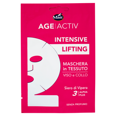 Matt Age Activ Intensive Lifting Maschera in Tessuto Viso e Collo Siero di Vipera 3 Alpha Plus 20 ml