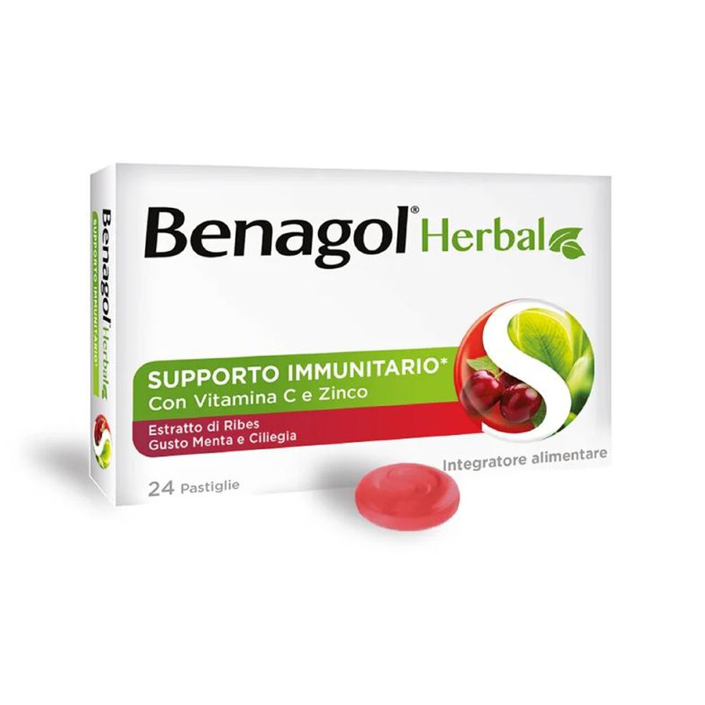 Benagol Herbal Menta e Ciliegia 24 Pastiglie, , large