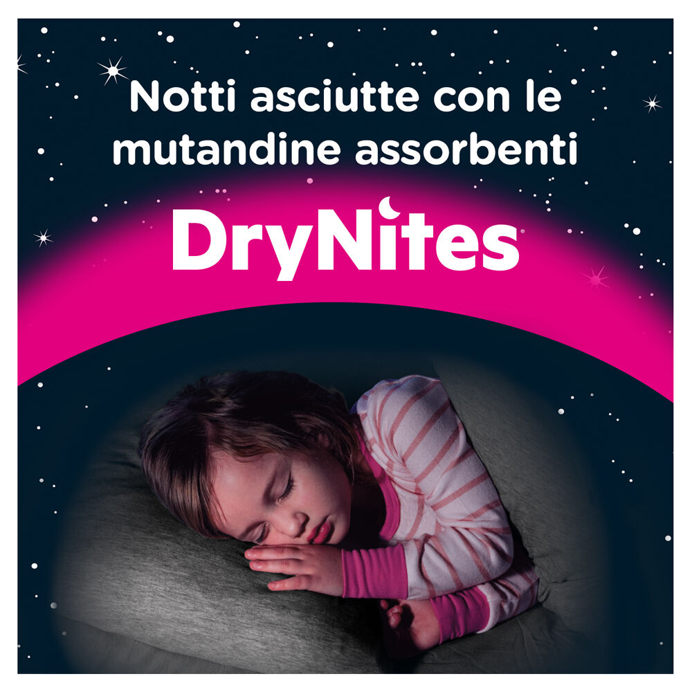 Huggies Drynites Mutandine Assorbenti per Bambina Taglia L (27-57 Kg) 9 Mutandine, , large