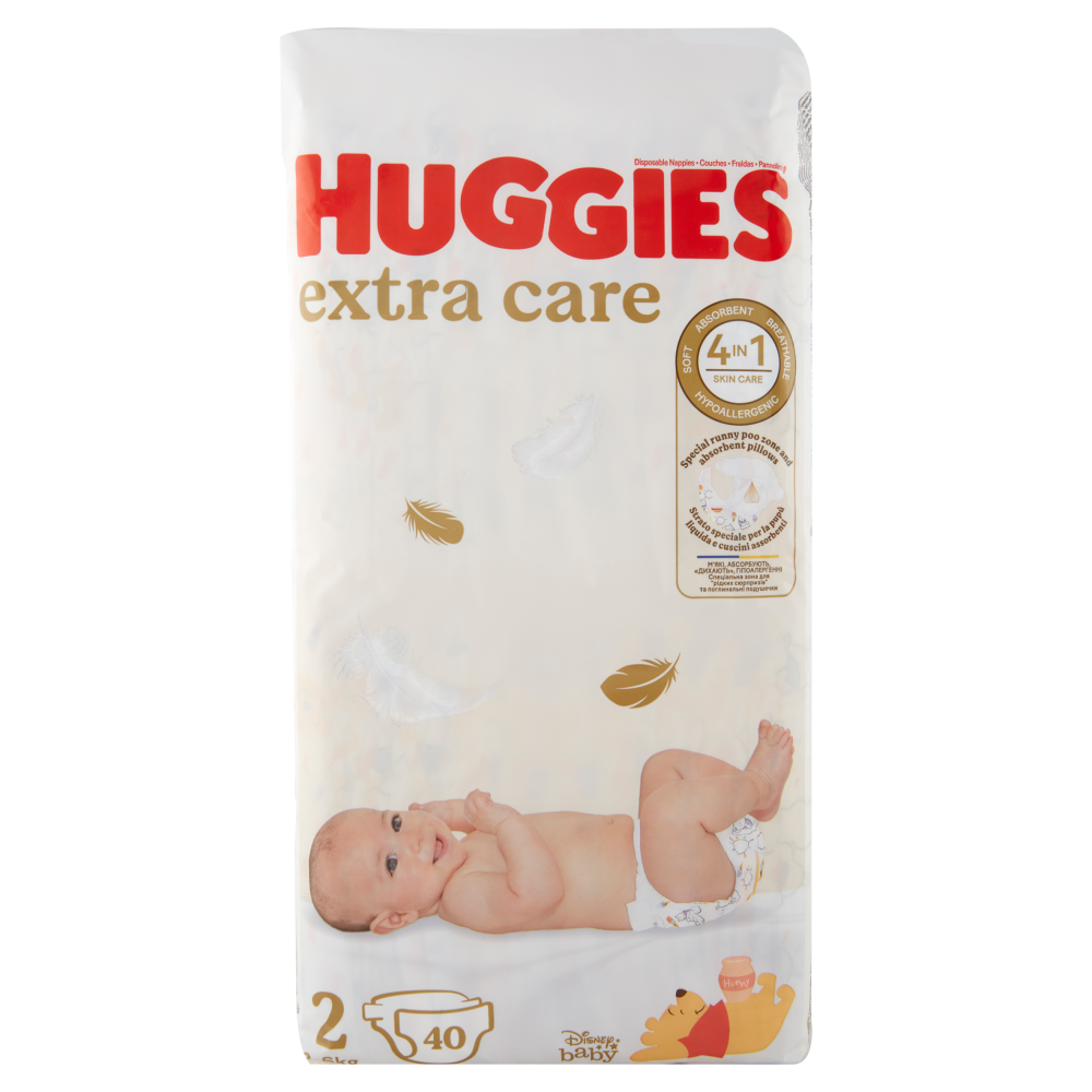Huggies Pannolini Extra Care Taglia 2 (3-6 kg), 40 pezzi	, , large
