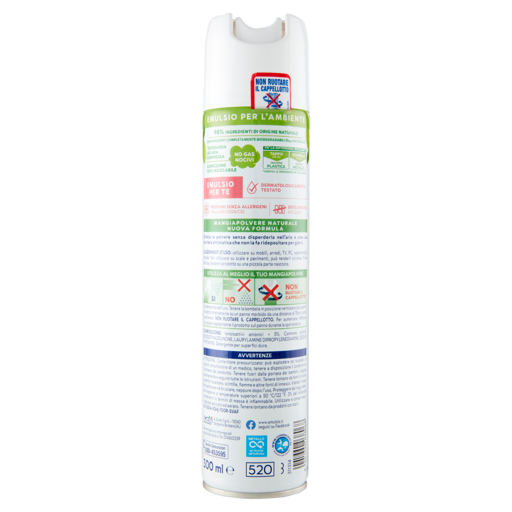 Emulsio Mangia Polvere l'Antistatico Naturale 300 ml, , large