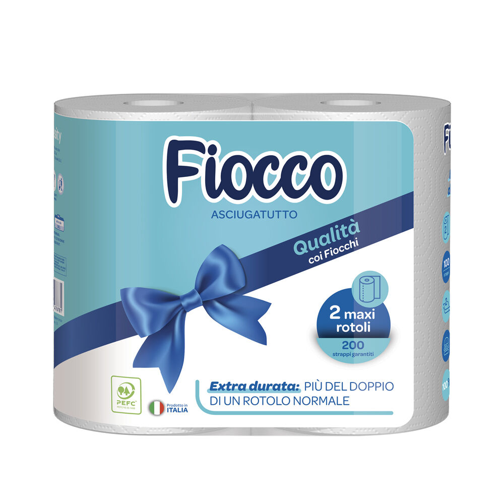 Fiocco Asciugatutto 2 Veli 100 Strappi 2 Rotoli - -