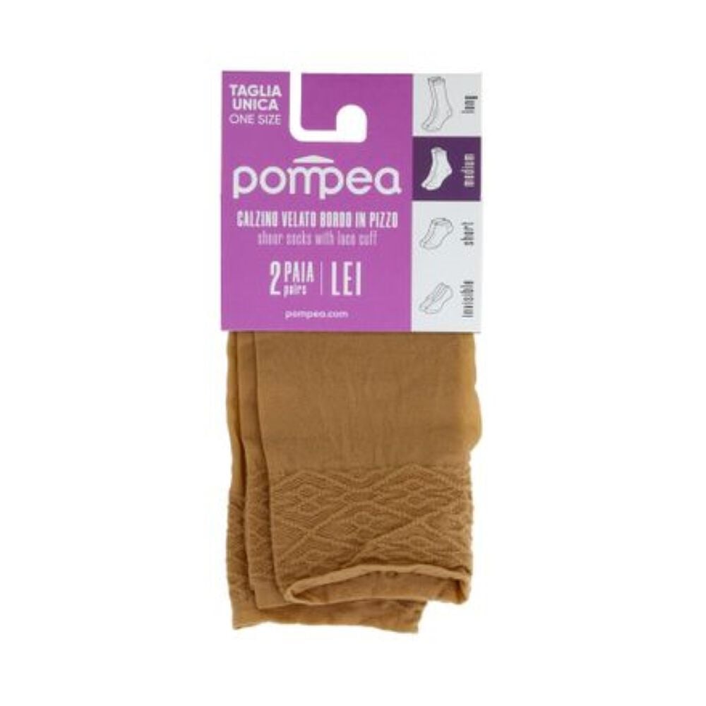 Pompea Calzino Velato Bordo in Pizzo Taglia Unica 2 Paia, , large
