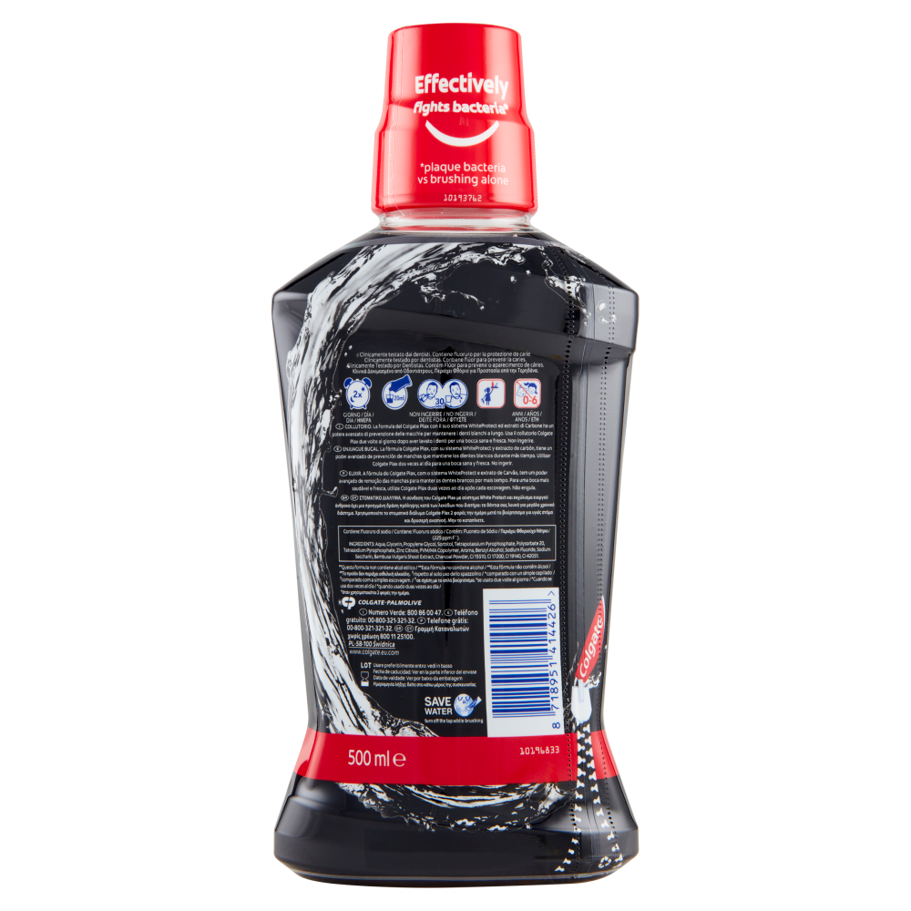 Colgate Collutorio Sbiancante Carbone Plax White & Charcoal 500 ml, , large