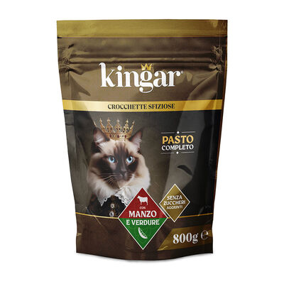 Kingar Cat Busta Crocchette 800g Manzo e Verdure 