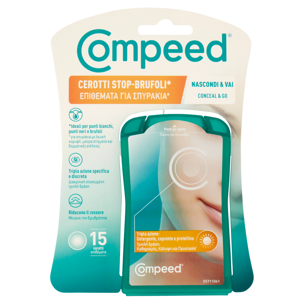Compeed Cerotti Idrocolloidali Trasparenti Stop Brufoli 15 Pezzi, , large