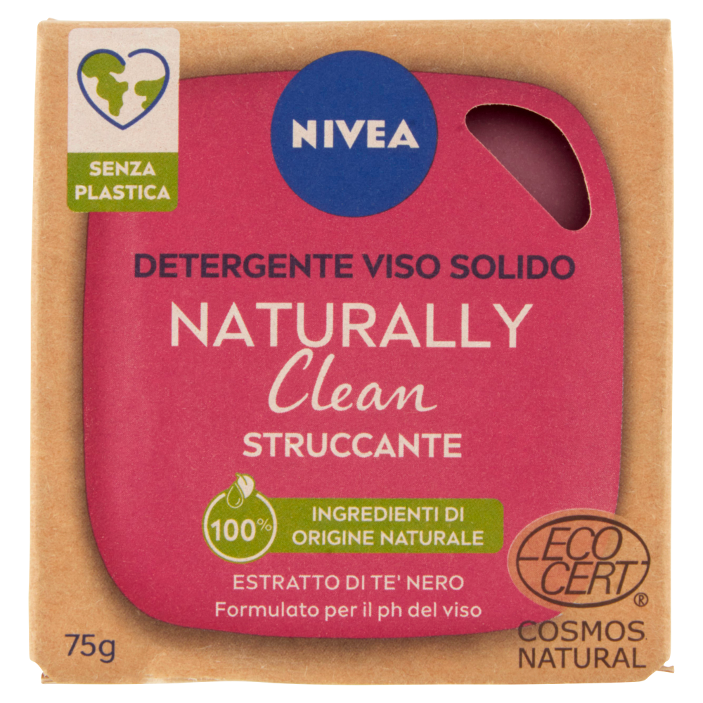 Nivea Naturally Clean Detergente Viso Solido Struccante 75 g - -