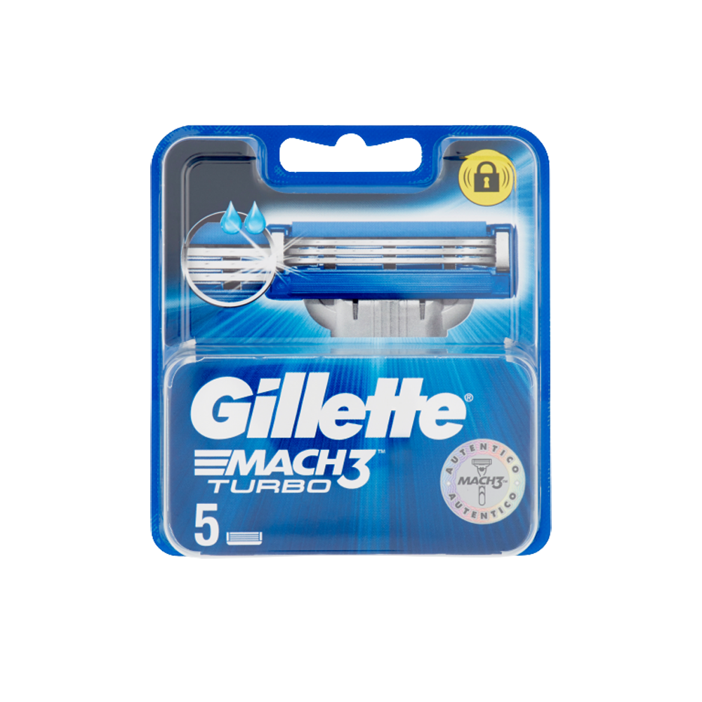 Gillette Mach3 Turbo Lame di Ricambio 5 Ricariche - -