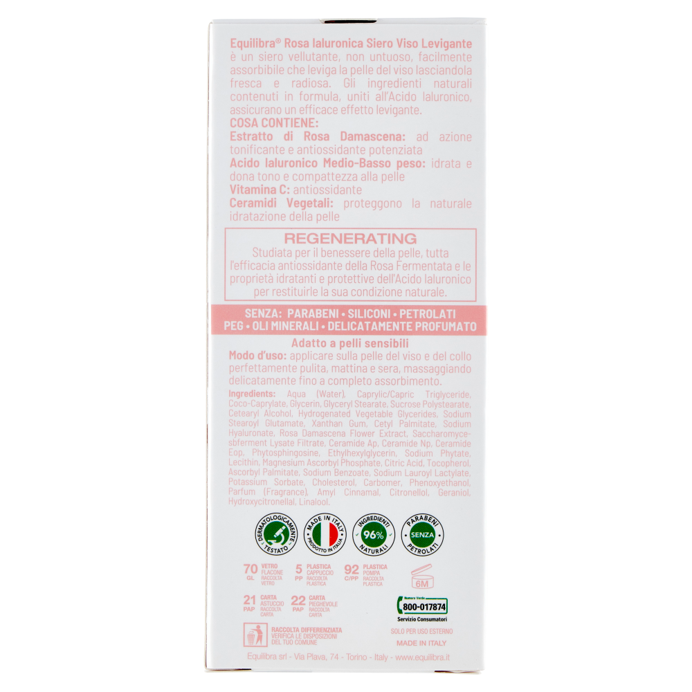 Equilibra Rosa Ialuronica Siero Viso Levigante 30 ml, , large