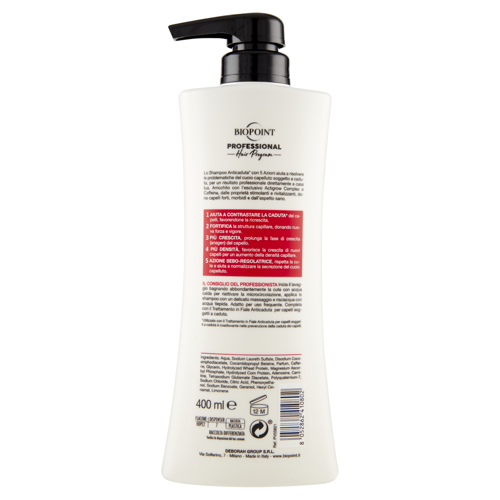 Biopoint Professional Hair Program Shampoo Anticaduta 400 ml, , large