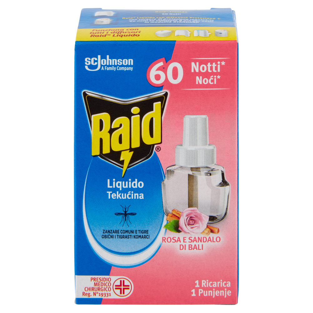 Raid Liquido Elettrico Ricarica Rosa e Sandalo di Bali 60 Notti - -