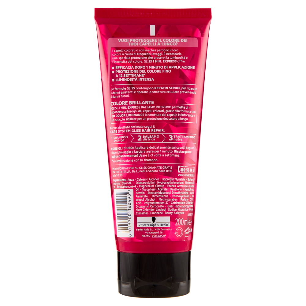 Gliss Hair Repair 1 Min Express Balsamo Intensivo Colore Brillante 200 ml, , large