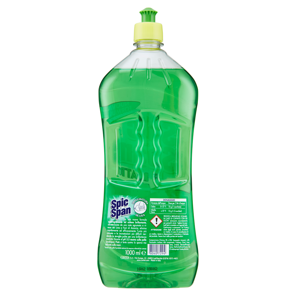 Spic & Span Detersivo Piatti Lime e Fiori d'Arancio 1000 ml, , large