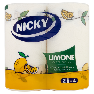 Nicky Carta Cucina Limone 2 Rotoli da 100 Strappi