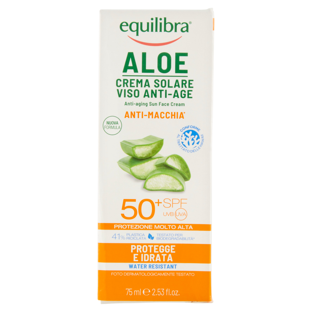 Equilibra Aloe Crema Solare Viso Anti-Age Spf 50 75 ml - -