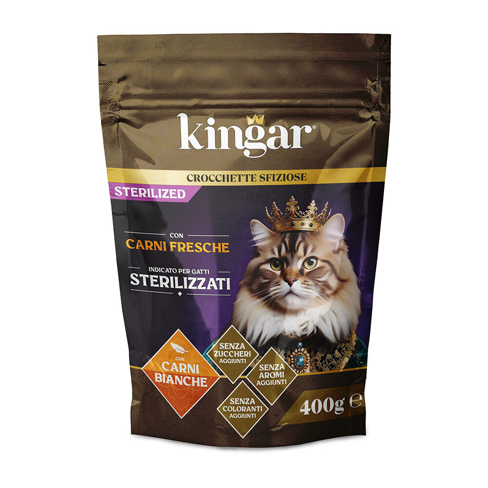 Kingar Cat Busta Crocchette 400g Carni Bianche , , large