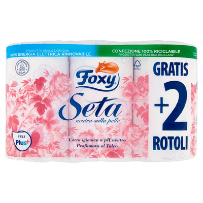 Foxy Seta Carta igienica 2 Veli decorata 6 Maxi Rotoli