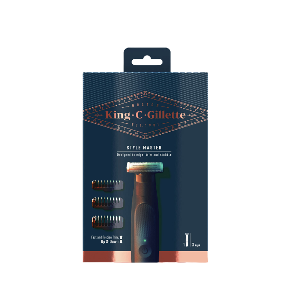 Gillette King C. Style Master Kit Regolabarba, Rasoio Elettrico Uomo + 3 Pettini - -