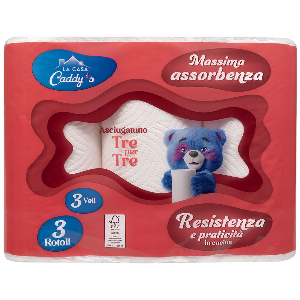 Caddy's Carta Cucina 3 Rotoli 3 Veli, , large