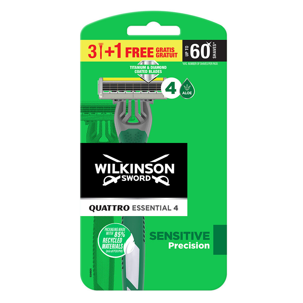 Wilkinson Sword Rasoio usa&getta Quattro Essential 4 Sensitive 3+1, , large