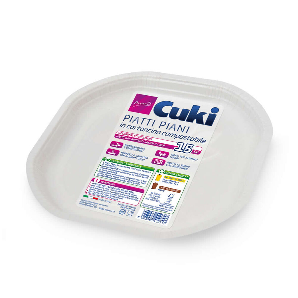 Cuki Piatti Piani in Cartoncino 15 Pezzi, , large