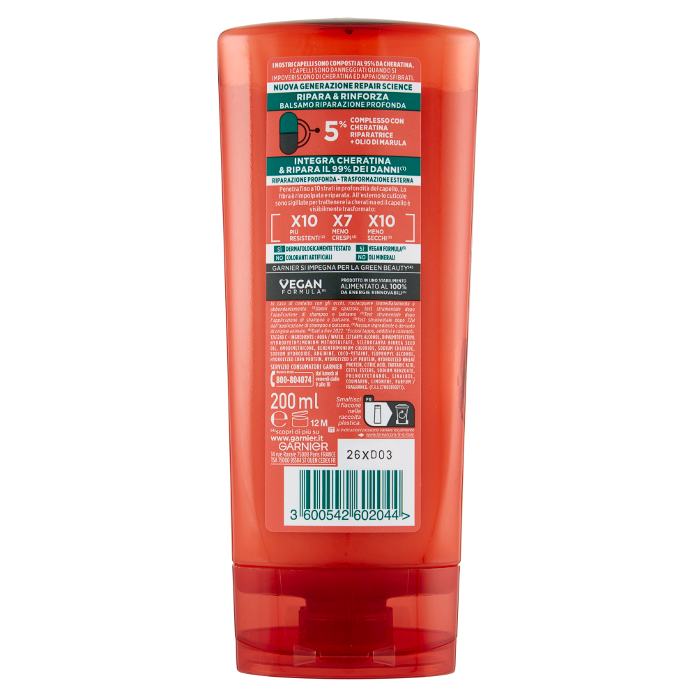 Garnier Fructis Balsamo Ripara & Rinforza Capelli Danneggiati 200 ml, , large