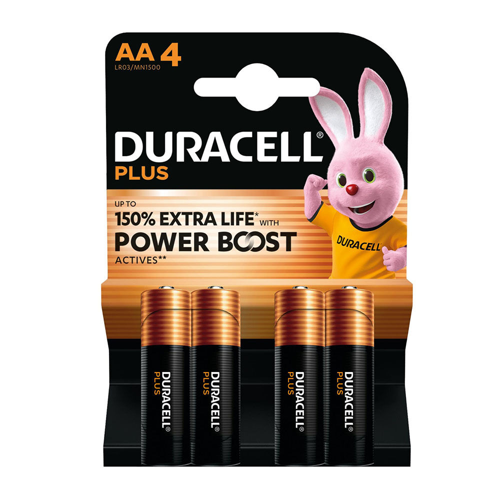 Duracell Plus PowerBoost Batterie Alcaline AA Stilo 4 Pezzi - -