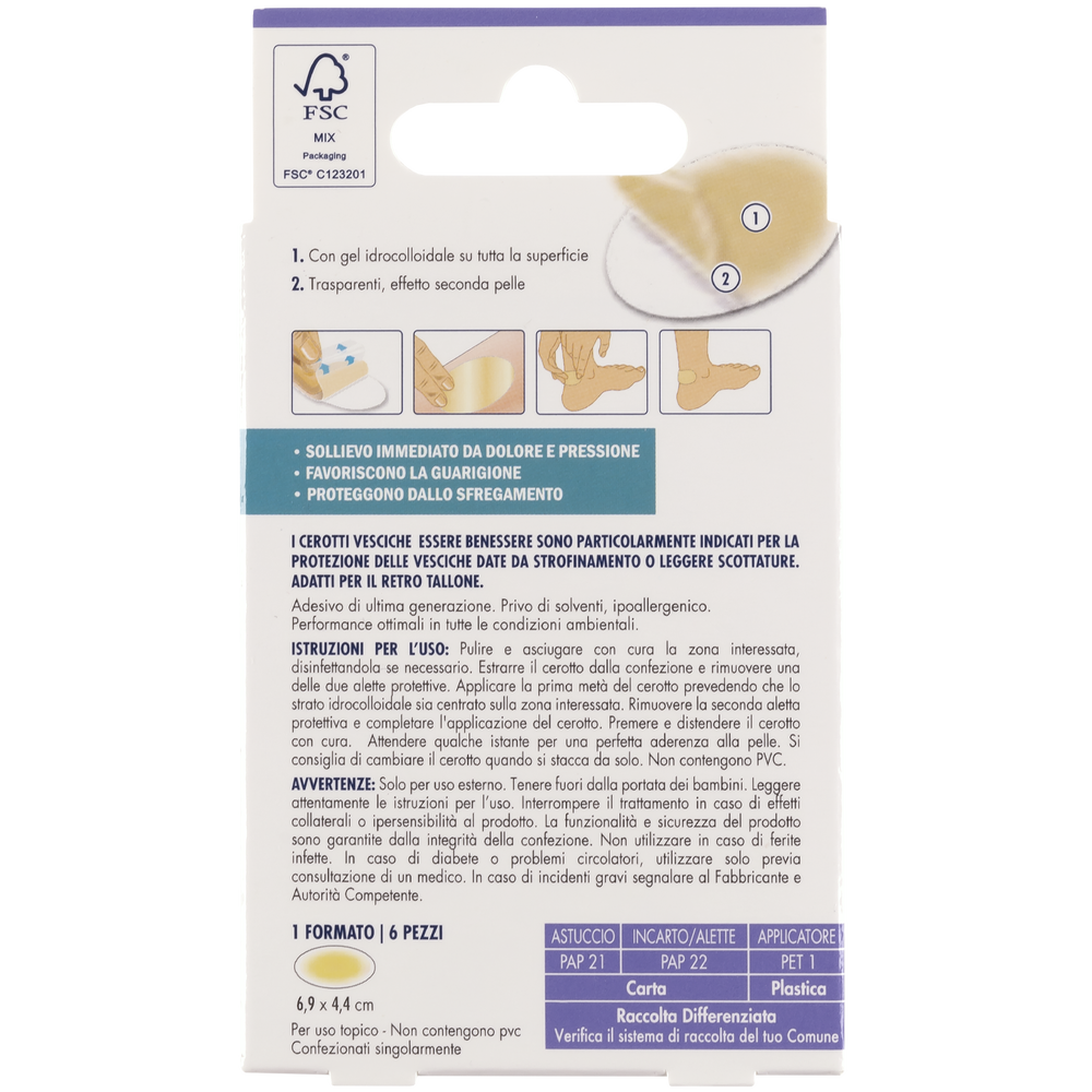 Essere Benessere Cerotti Vesciche Ovali 6,9x4,4cm 6pz, , large