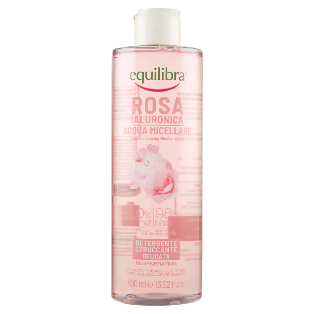 Equilibra Rosa Ialuronica Acqua Micellare Detergente Struccante Delicata 400 ml, , large
