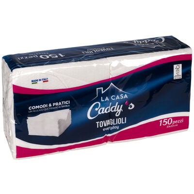 Caddy's Tovaglioli Everyday 33x33 Bianchi 150 Pezzi