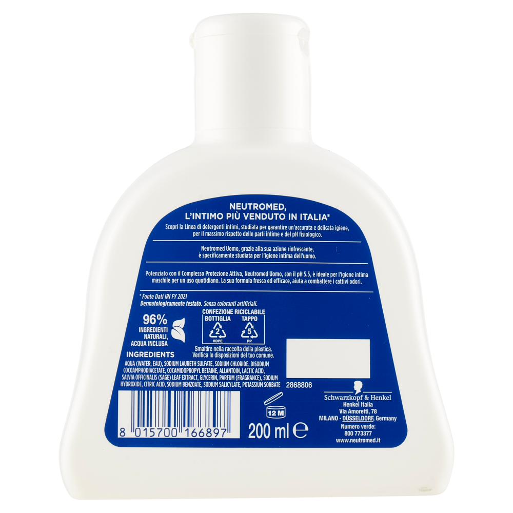 Neutromed Detergente Intimo pH 5,5 Uomo 200 ml, , large