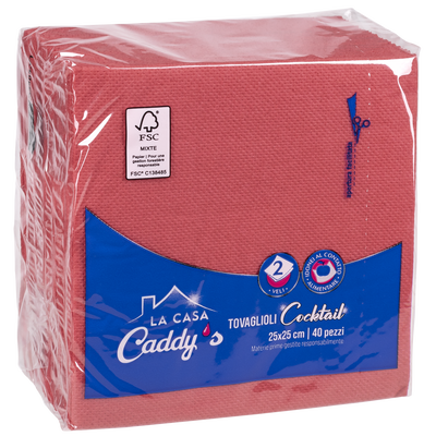 Caddy's Tovaglioli 24x25 Rosso 40 Pezzi
