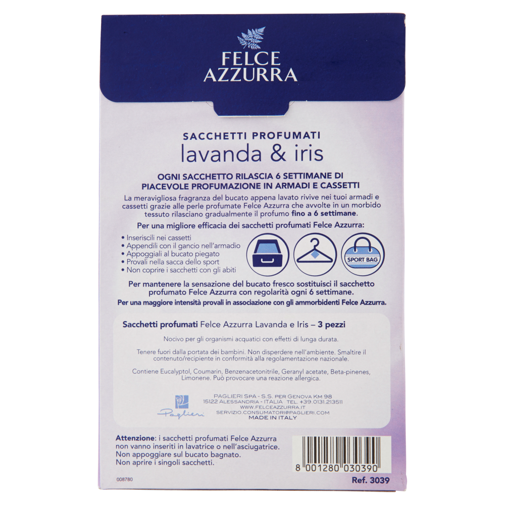 Felce Azzurra Sacchetti Profuma Biancheria 3 Pezzi, , large