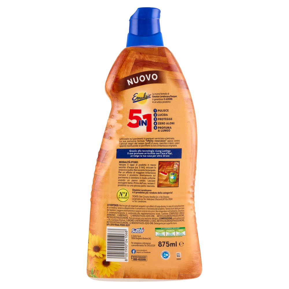 Emulsio LavaIncera Parquet 5in1 Cera d'Api 875 ml, , large