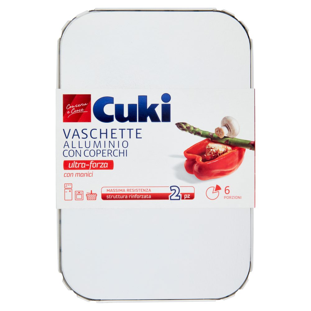 Cuki Conserva e Cuoce Vaschette Alluminio con Coperchi 6 porzioni 2 Pezzi, , large