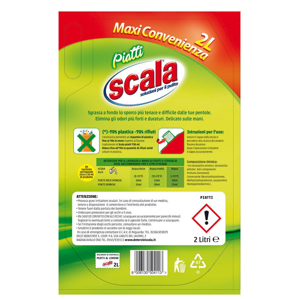 Scala Limone Detersivo Piatti Refill 2000 ml, , large