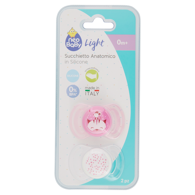 Neo Baby Light Succhietto Anatomico in Silicone Rosa 0m+ 2 Pezzi