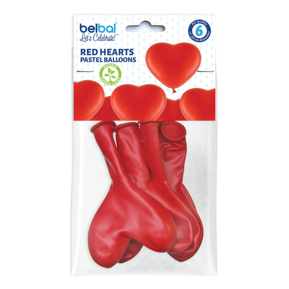 Red Hearts Pastel Balloons 6 Pezzi, , large