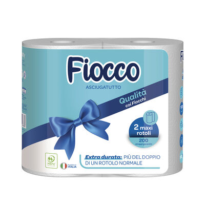 Fiocco Asciugatutto 2 Veli 100 Strappi 2 Rotoli