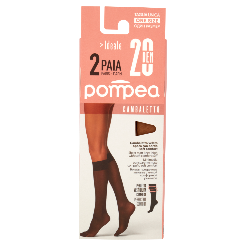 Pompea Ideale Gambaletto 20 Den Taglia Unica Ambrato 2 Paia, , large